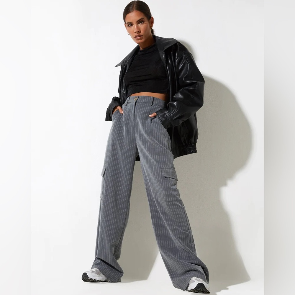 MOTEL Abba Trouser in Grey Pinstripe
